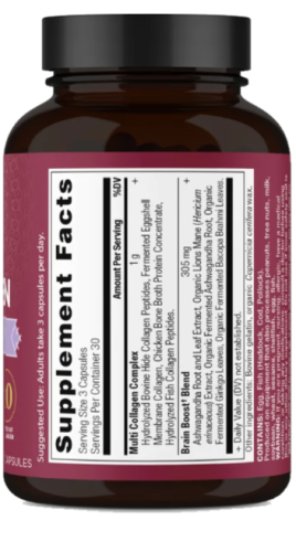 Colágeno Ancient Nutrition - Brain Boost - información nutricional