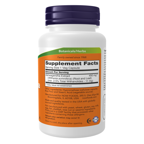 ashwagandha now costarica - info nutricional