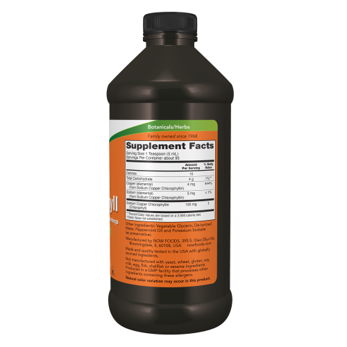 Clorofila liquida etiqueta nutricional