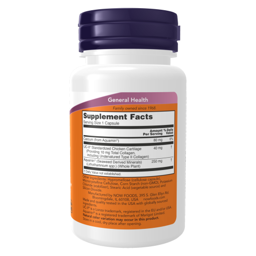 Colágeno UC-II de Now - información nutricional