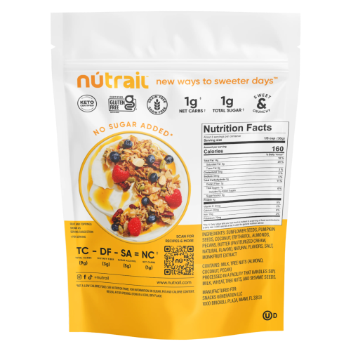 Nutrail Nut Granola Costa Rica - información nutricional