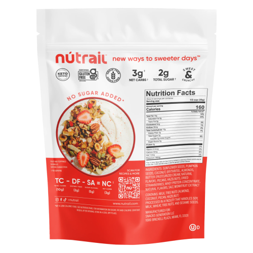 Nutrail Nut Granola Costa Rica - información nutricional