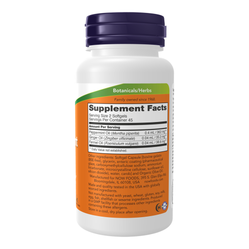 Peppermint gels etiqueta nutricional 