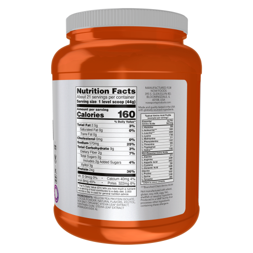 Vegan protein / Now Sports pea protein - información nutricional