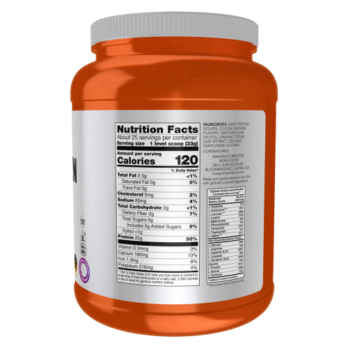 Proteína aislada de suero de leche NOW - información nutricional