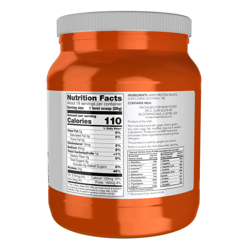 Proteína de Whey Aislada - Sin Sabor 1.2 libras - información nutricional