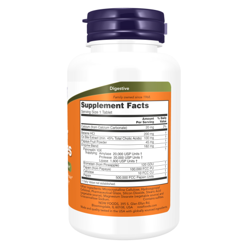 NOW Super enzimas etiqueta nutricional 