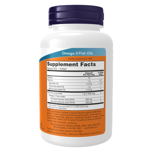 Now Foods Omega 3 Fish Oil - información nutricional